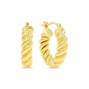 10K Yellow Gold (19 x 5mm) Croissant Hoop Earrings