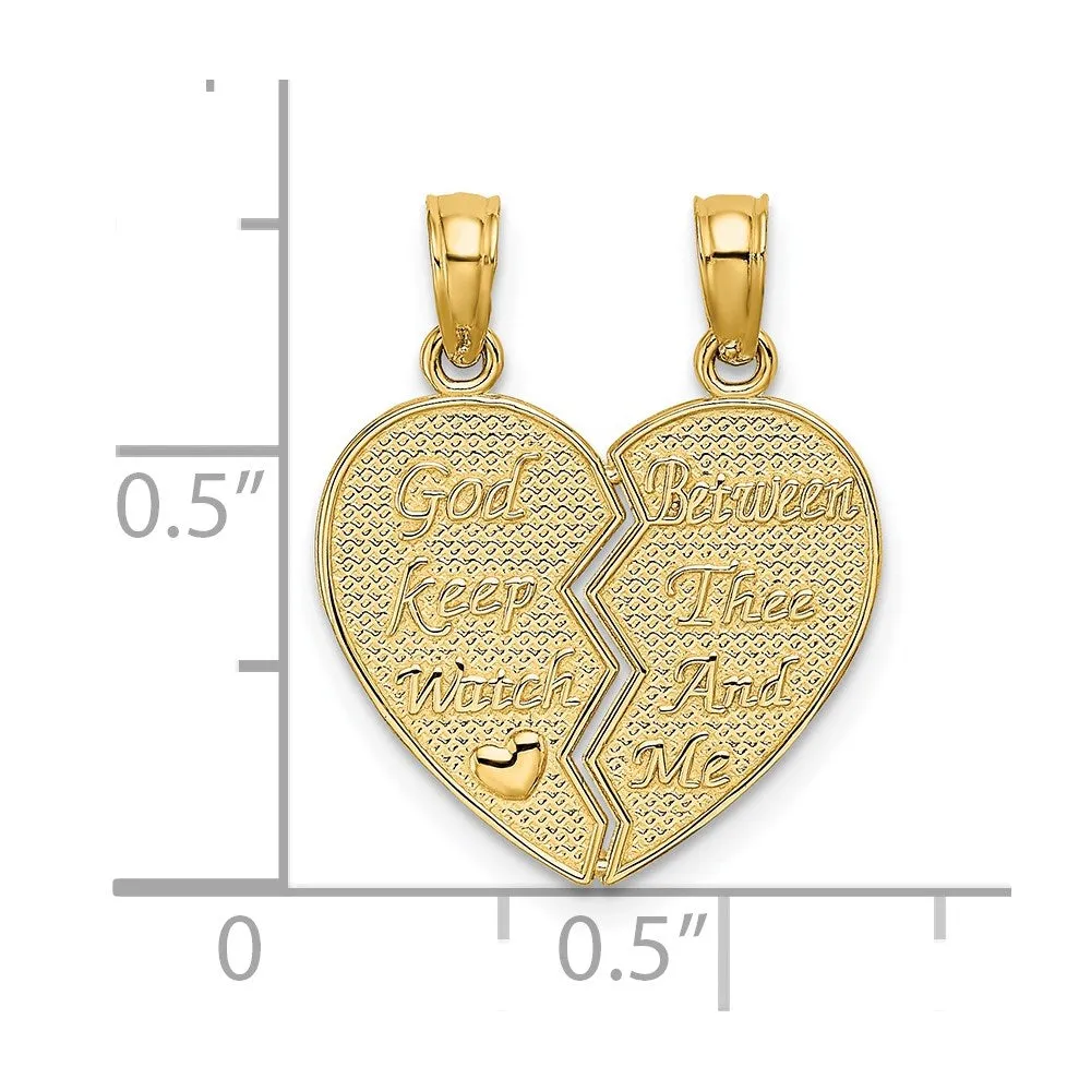 14k Break-Apart KEEP WATCH BETWEEN Heart Charm