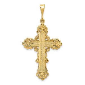 14k Fleur De Lis Cross Pendant