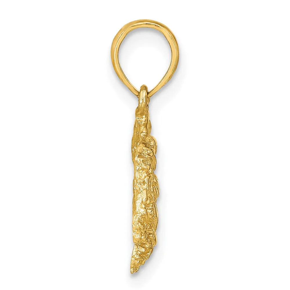 14K Textured Crab Charm