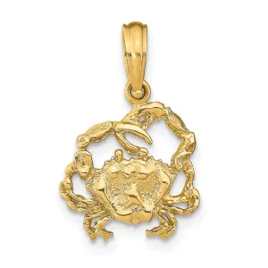 14K Textured Crab Charm