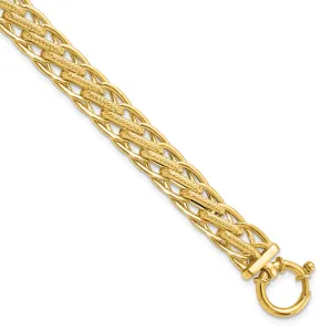 14k Yellow Gold Textured Fancy Link Bracelet