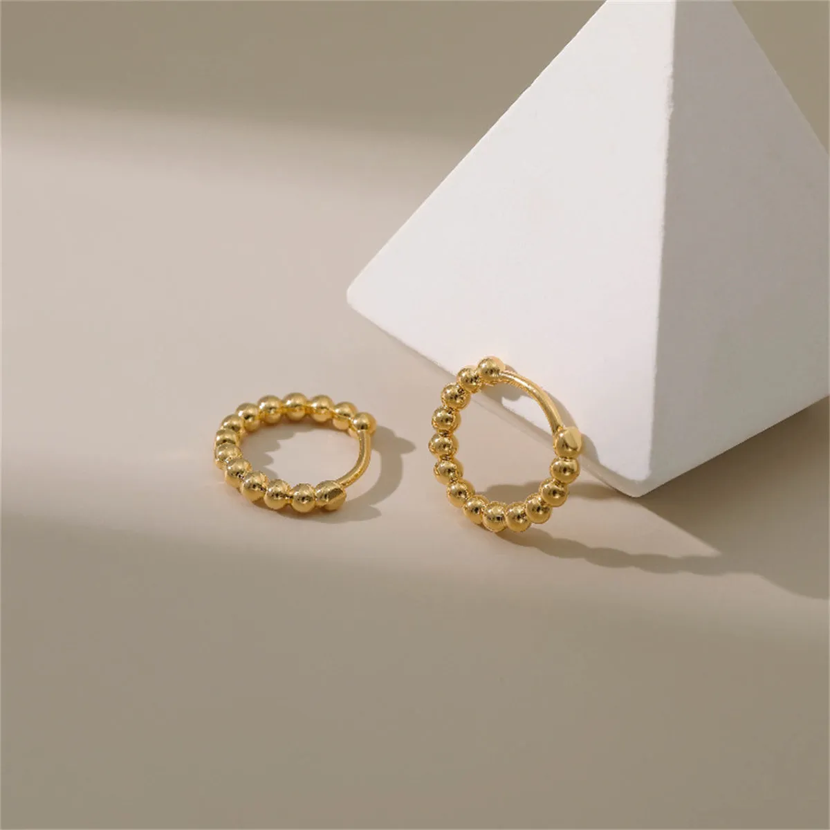 18K Gold-Plated Beaded Chain Huggie Earrings