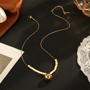 18K Gold-Plated Cube-Bead Ball Pendant Necklace