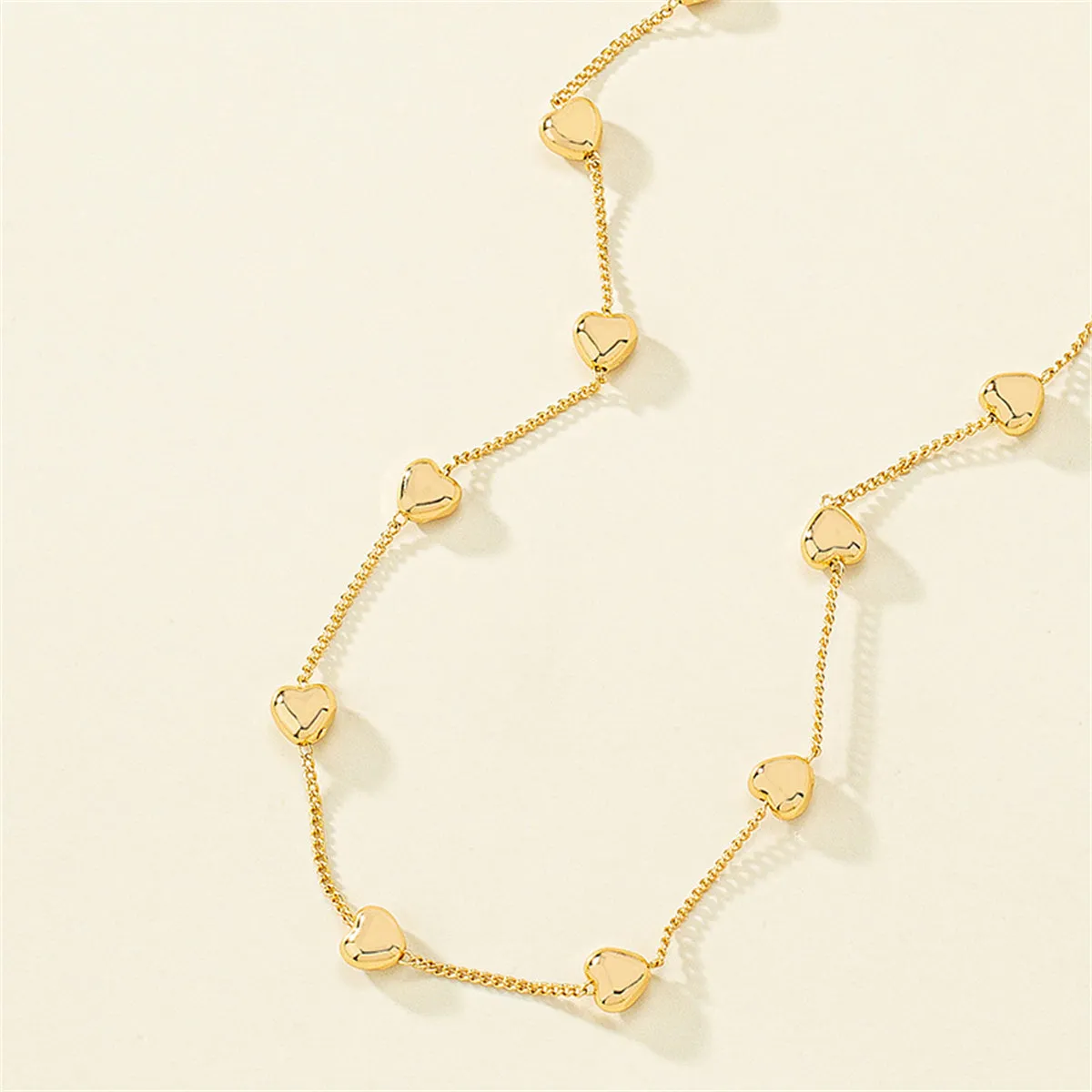 18K Gold-Plated Heart Station Necklace