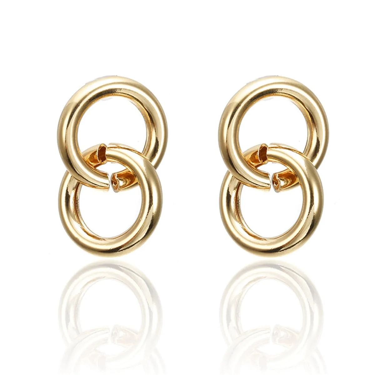 18K Gold-Plated Locking Rings Drop Earrings