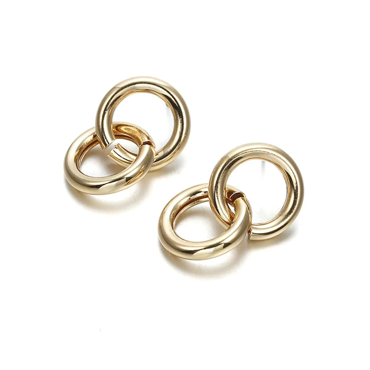 18K Gold-Plated Locking Rings Drop Earrings