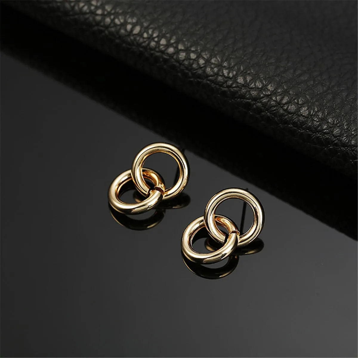 18K Gold-Plated Locking Rings Drop Earrings