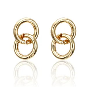 18K Gold-Plated Locking Rings Drop Earrings