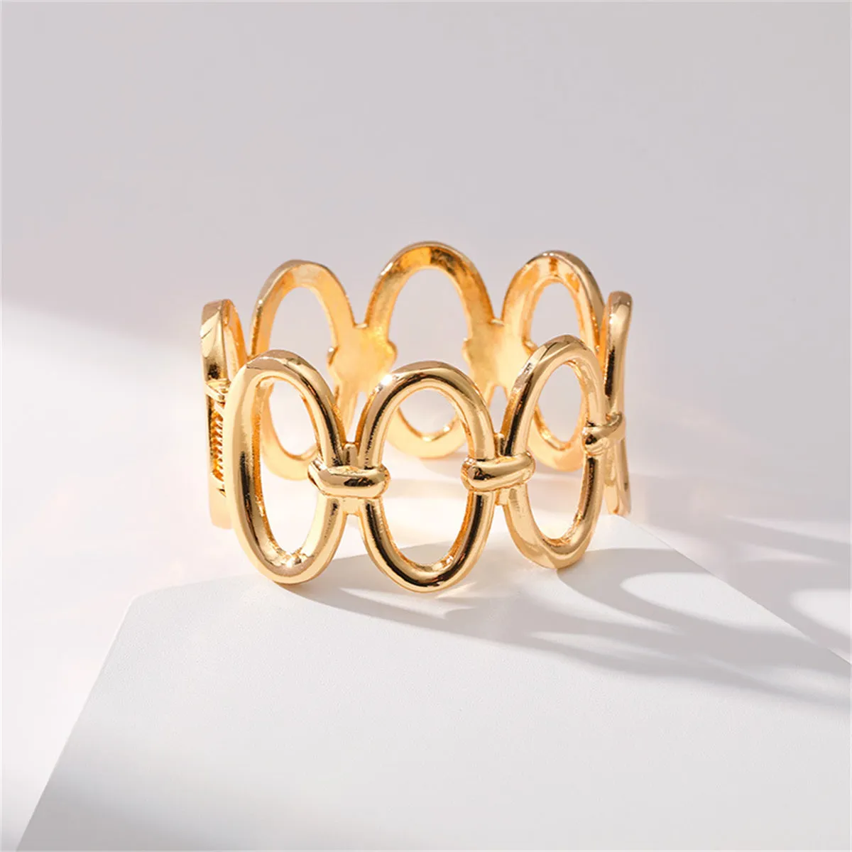 18K Gold-Plated Oval Station Bangle