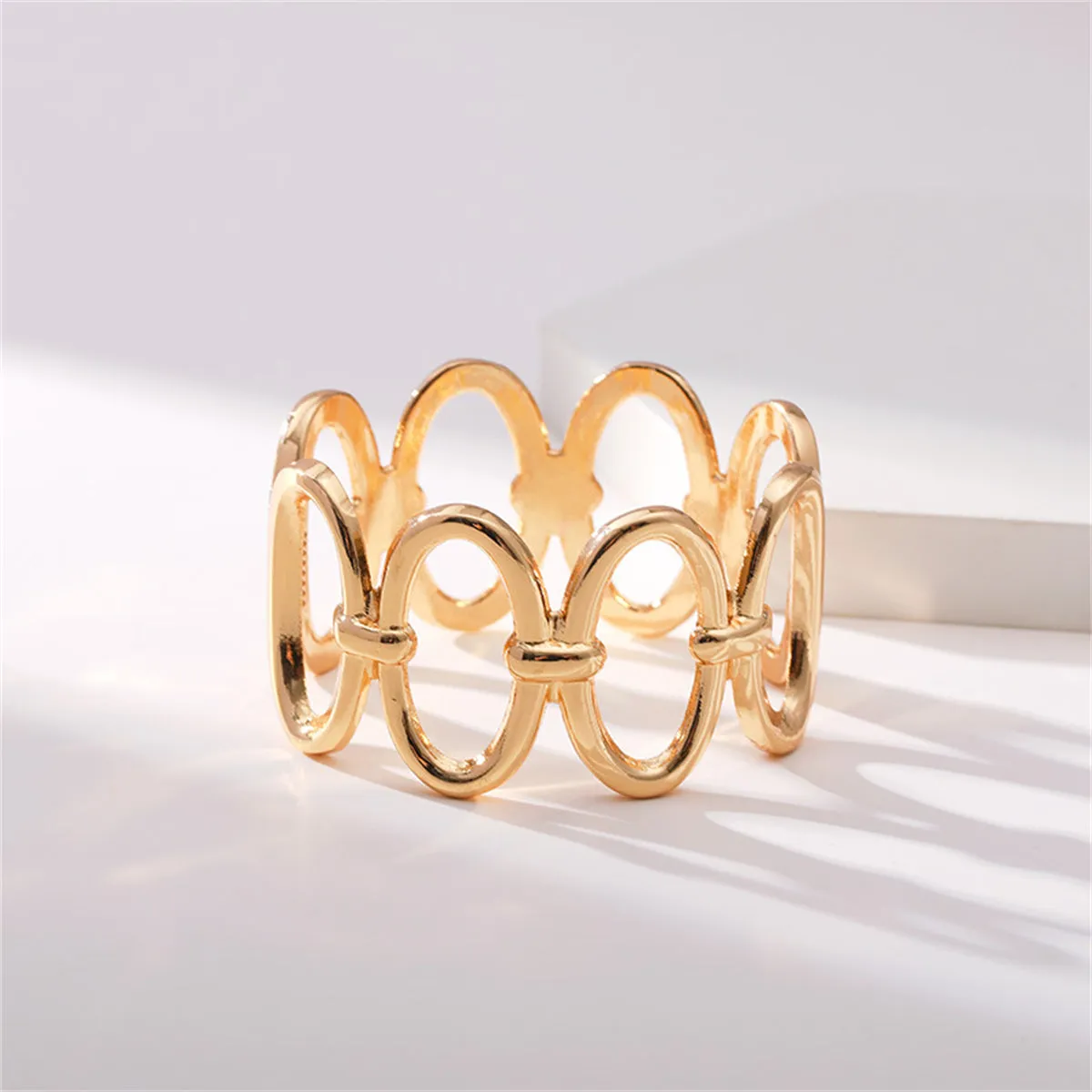 18K Gold-Plated Oval Station Bangle