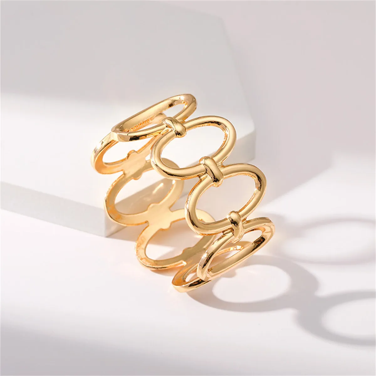 18K Gold-Plated Oval Station Bangle