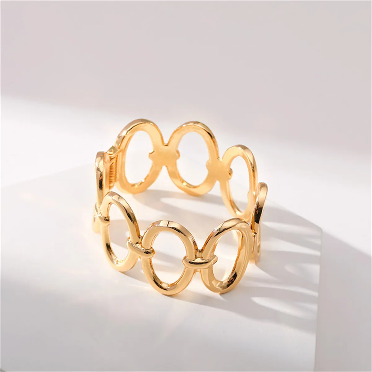 18K Gold-Plated Oval Station Bangle