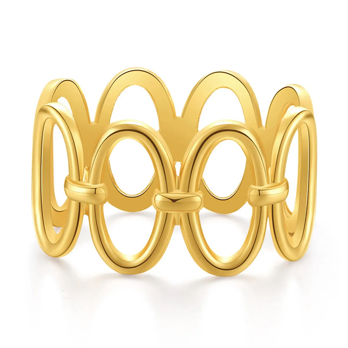 18K Gold-Plated Oval Station Bangle
