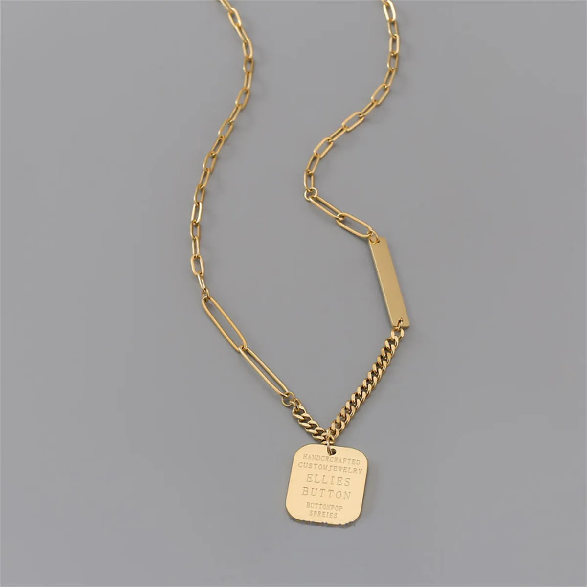 18K Gold-Plated Rectangle Bar Pendant Necklace