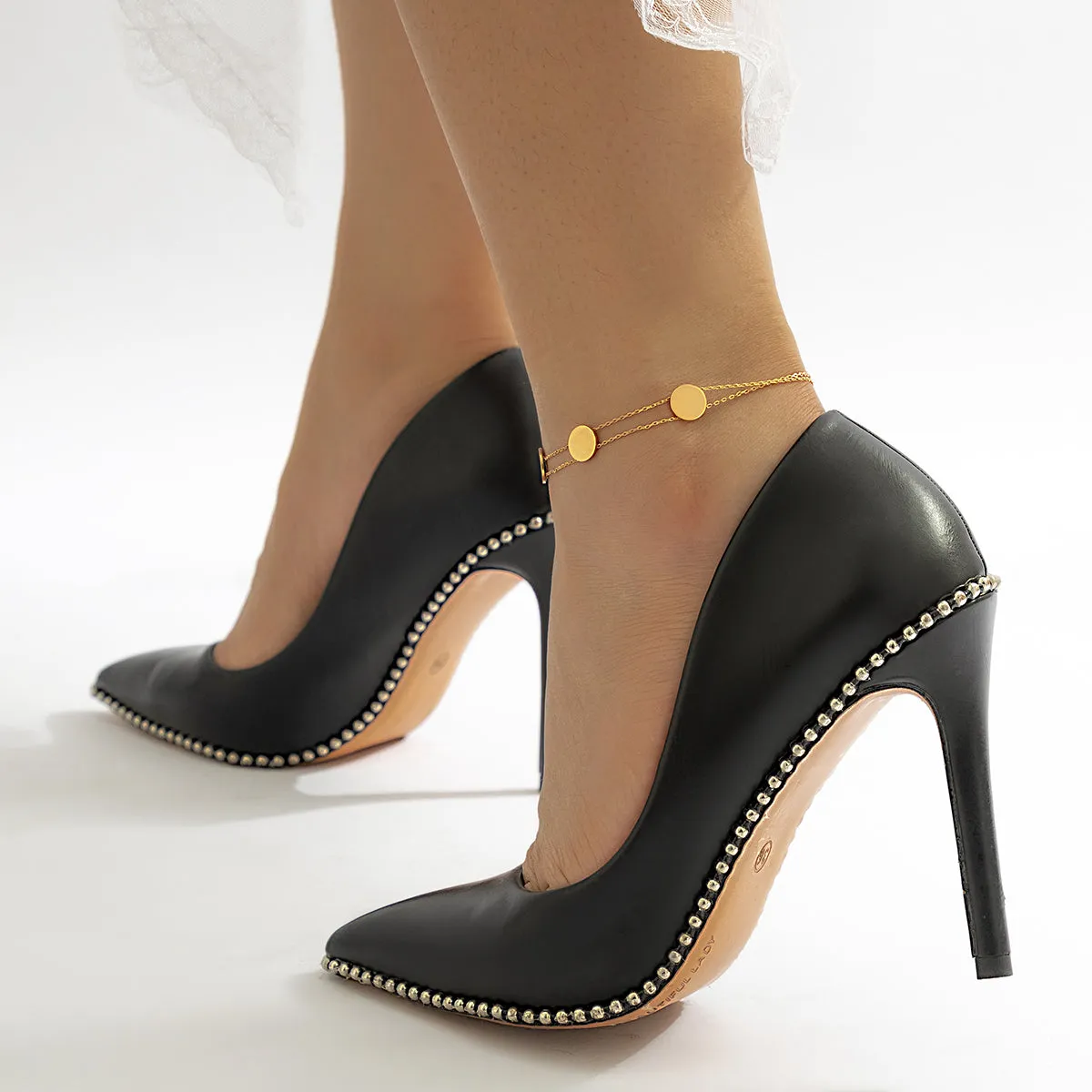 18K Gold-Plated Sequin Layered Anklet
