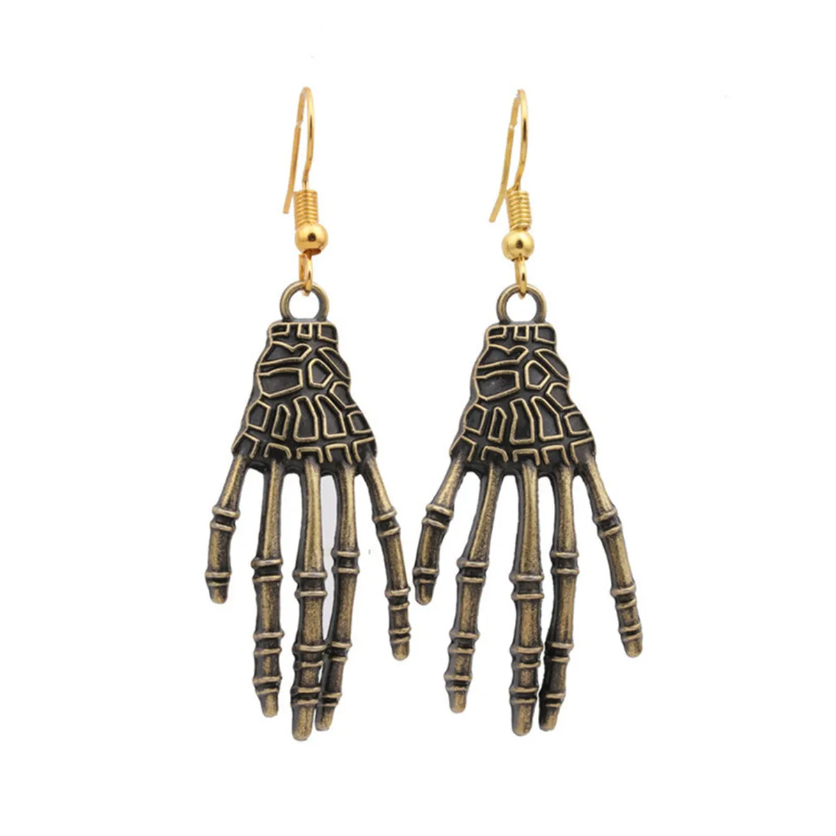 18K Gold-Plated Skeleton Palm Drop Earrings