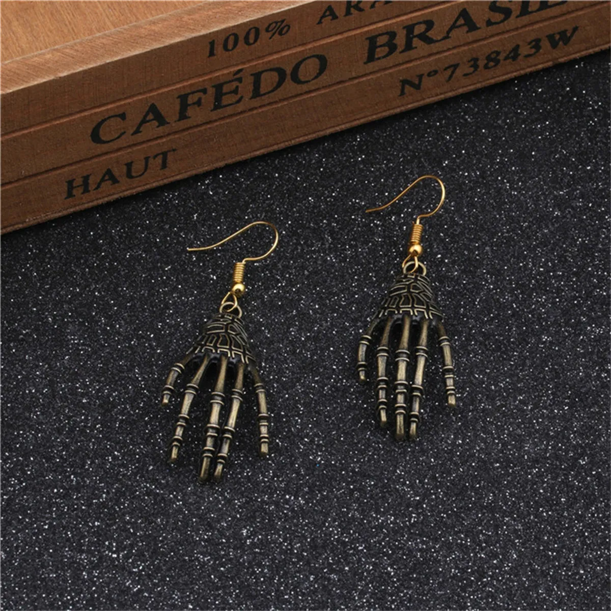 18K Gold-Plated Skeleton Palm Drop Earrings