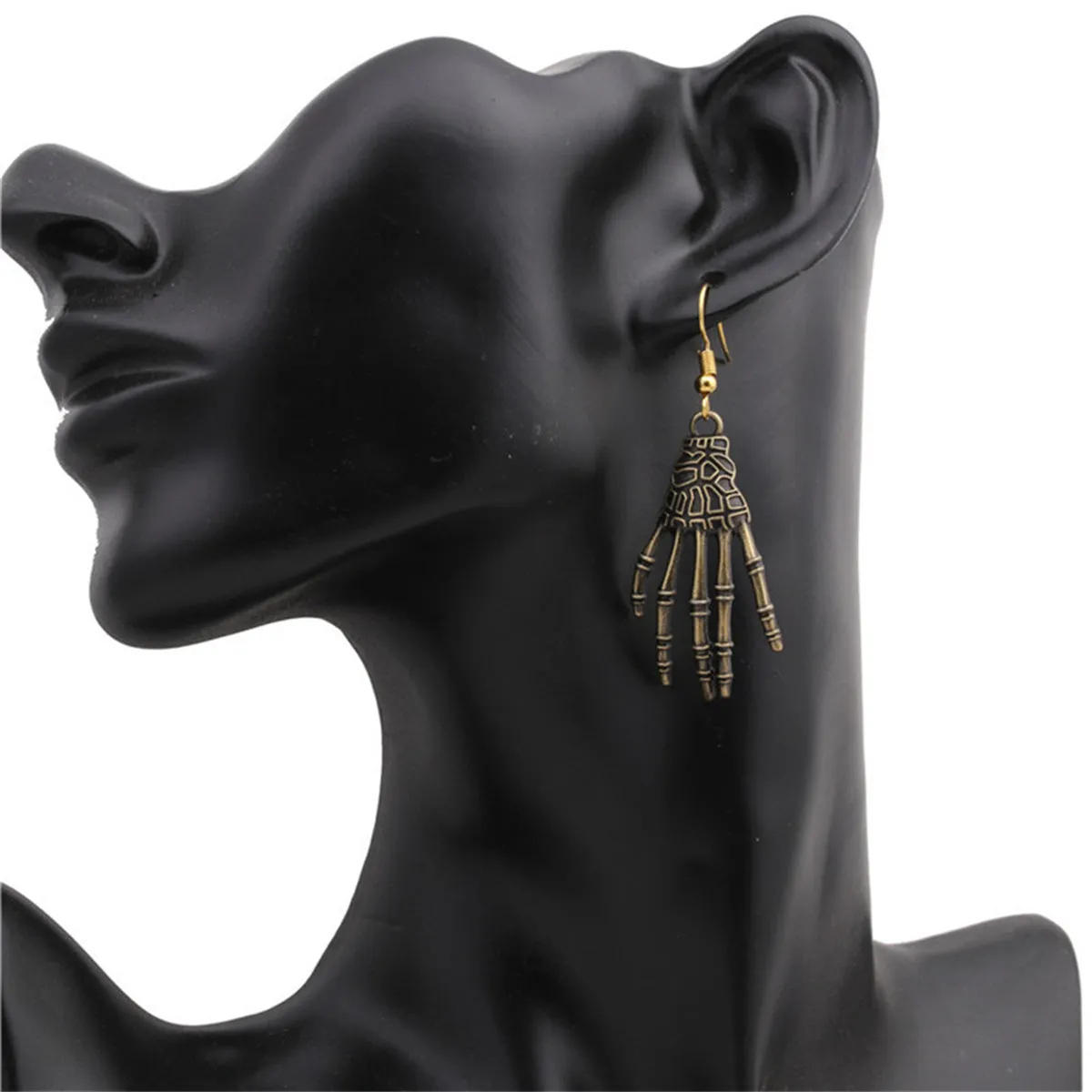 18K Gold-Plated Skeleton Palm Drop Earrings