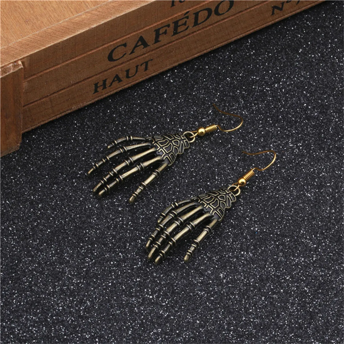 18K Gold-Plated Skeleton Palm Drop Earrings