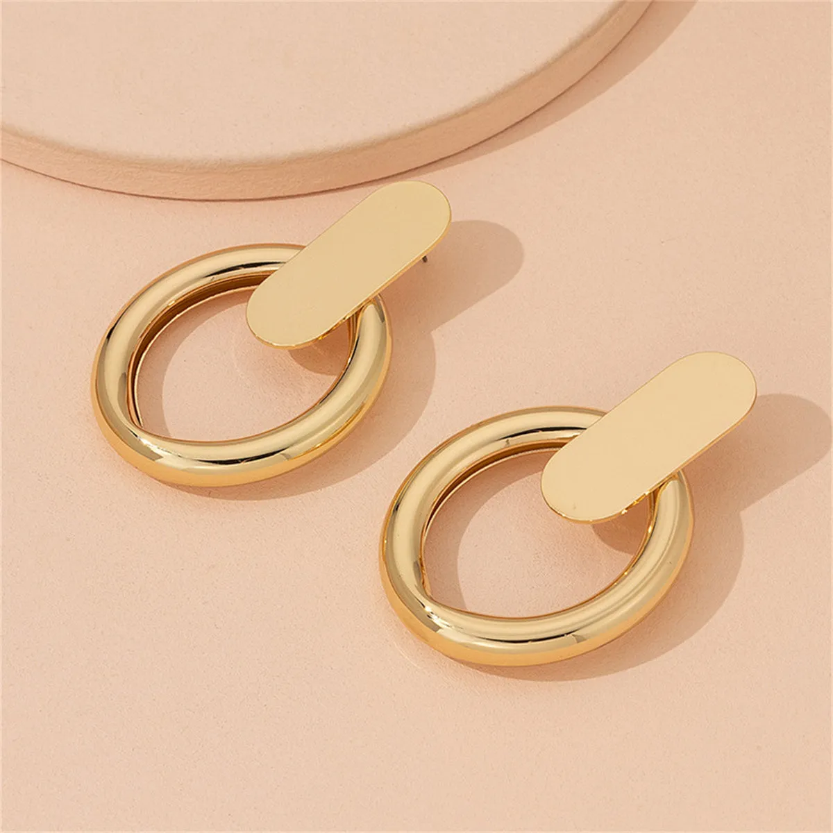 18K Gold-Plated Tube Circle Drop Hoop Earrings