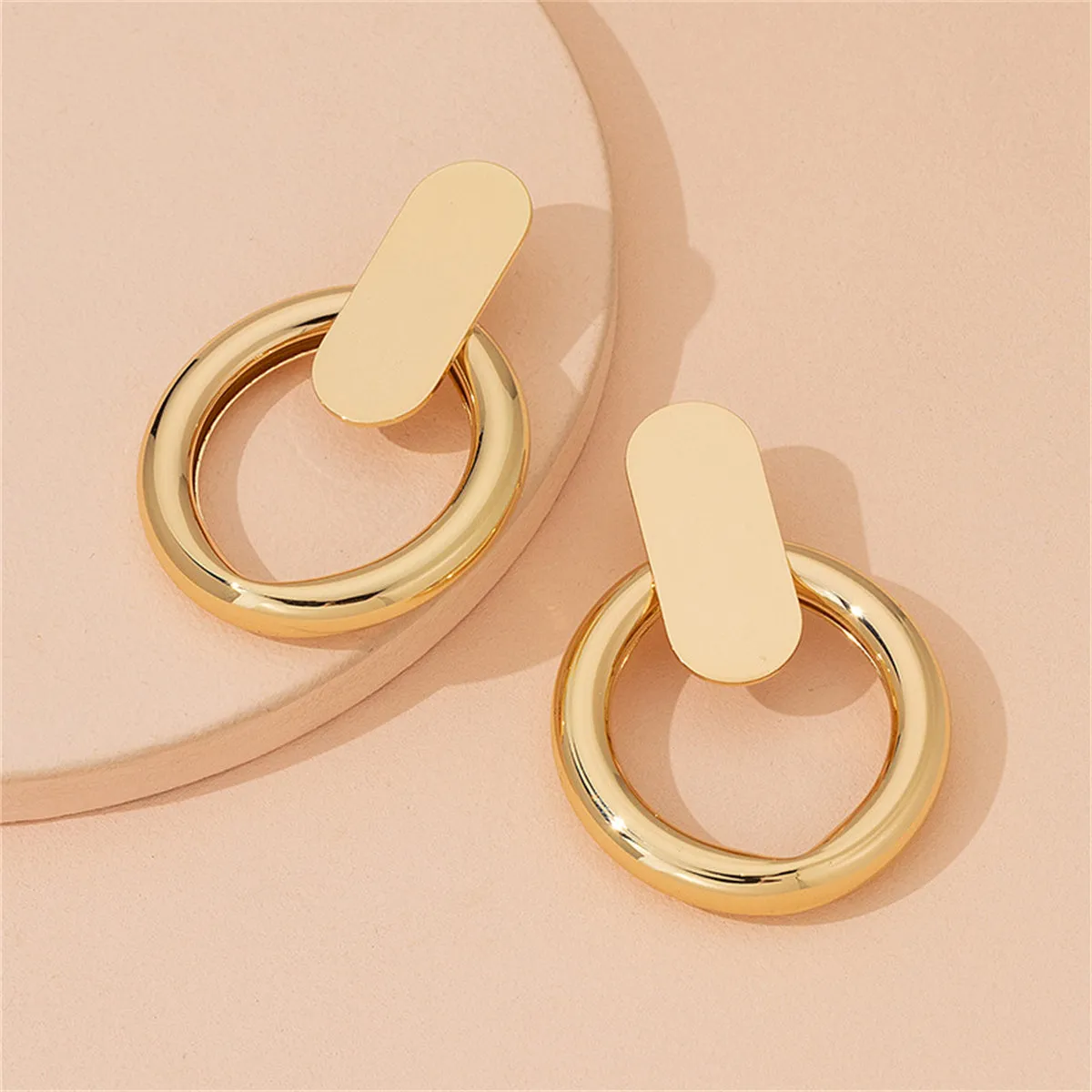 18K Gold-Plated Tube Circle Drop Hoop Earrings