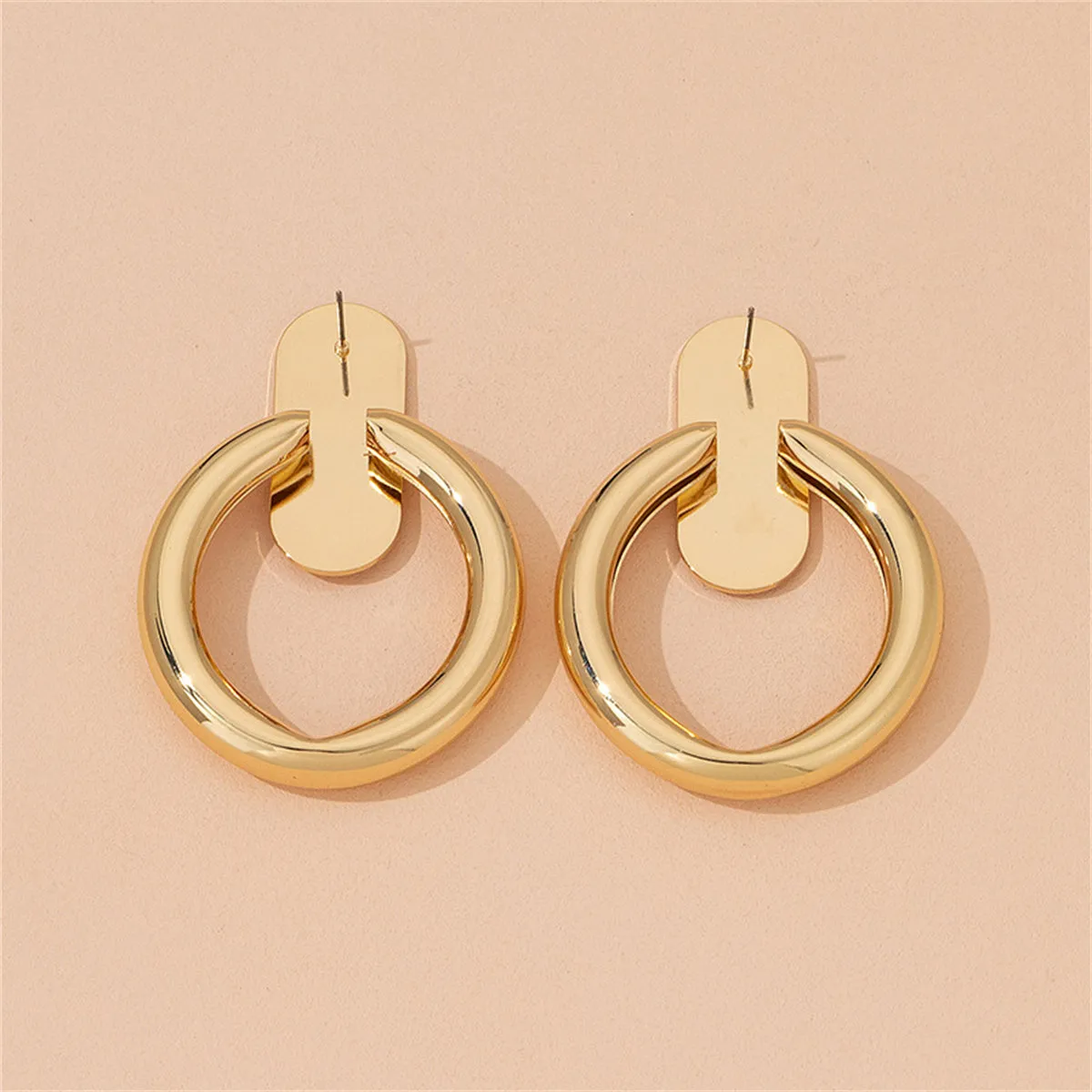 18K Gold-Plated Tube Circle Drop Hoop Earrings
