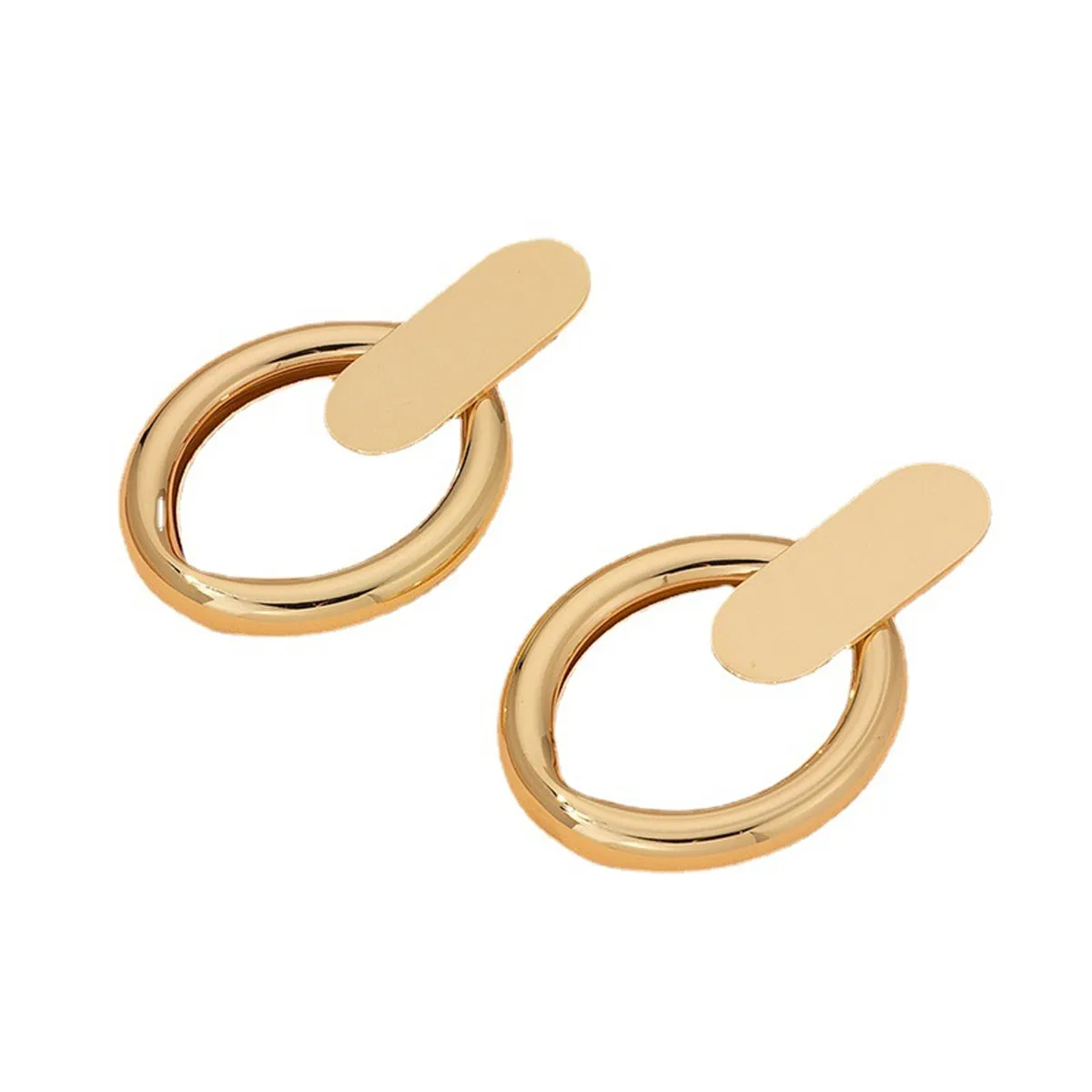 18K Gold-Plated Tube Circle Drop Hoop Earrings