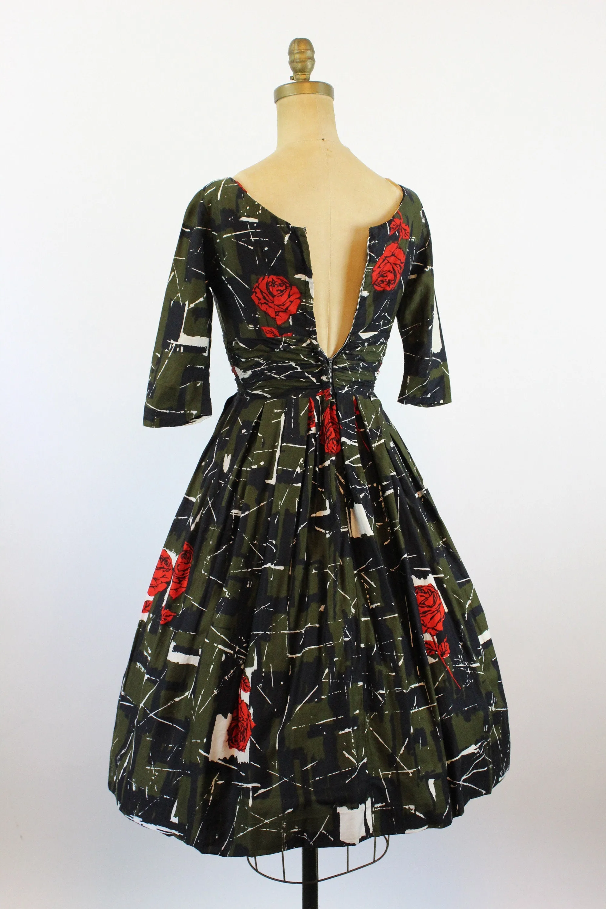 1950s A MELODY DRESS rose print cotton dress xxs  | new spring