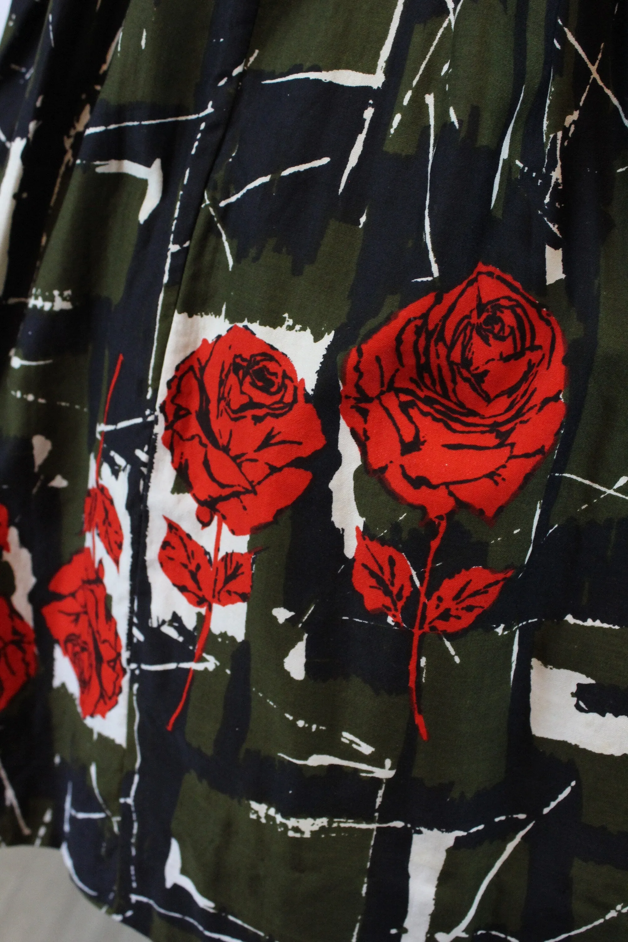 1950s A MELODY DRESS rose print cotton dress xxs  | new spring