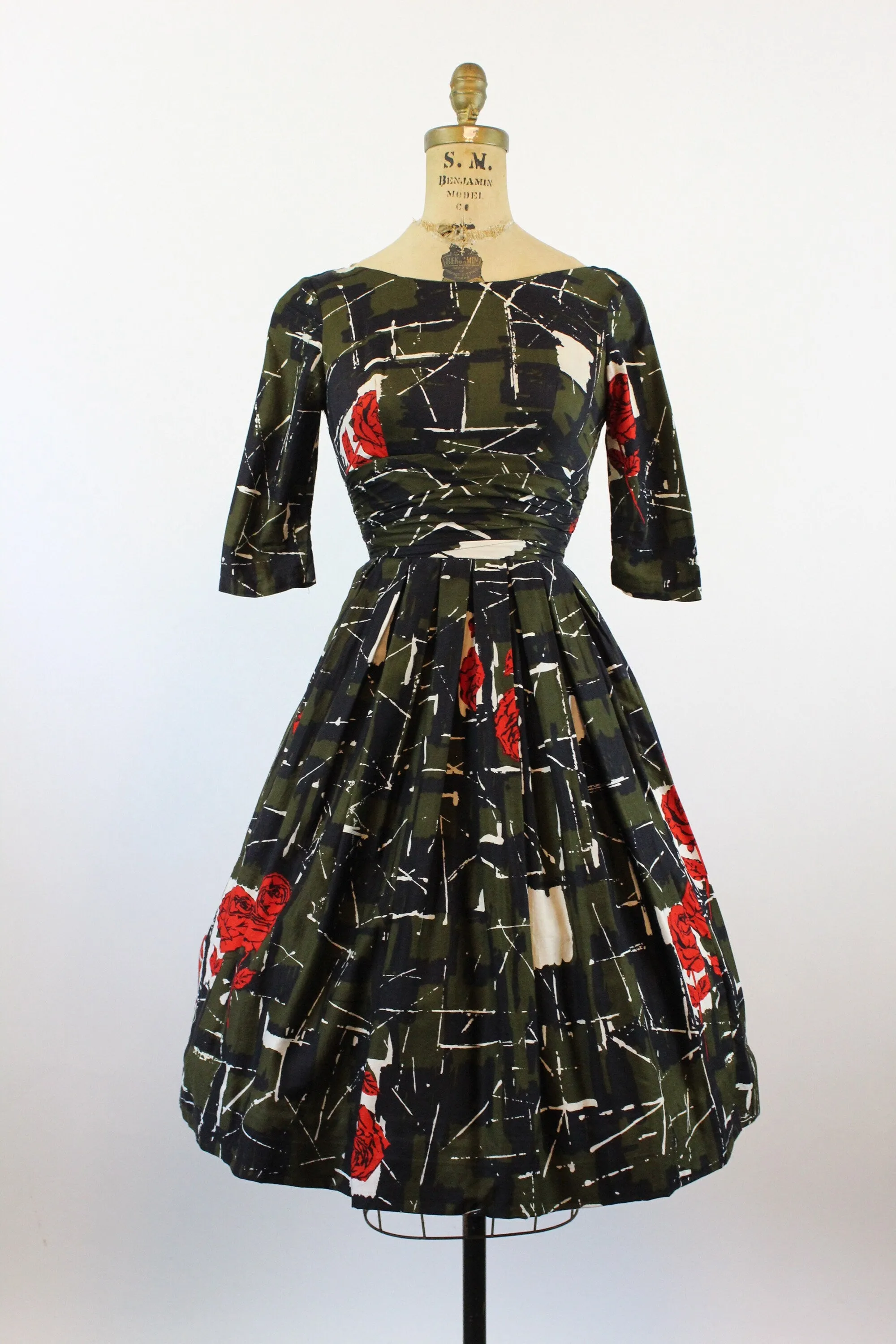1950s A MELODY DRESS rose print cotton dress xxs  | new spring