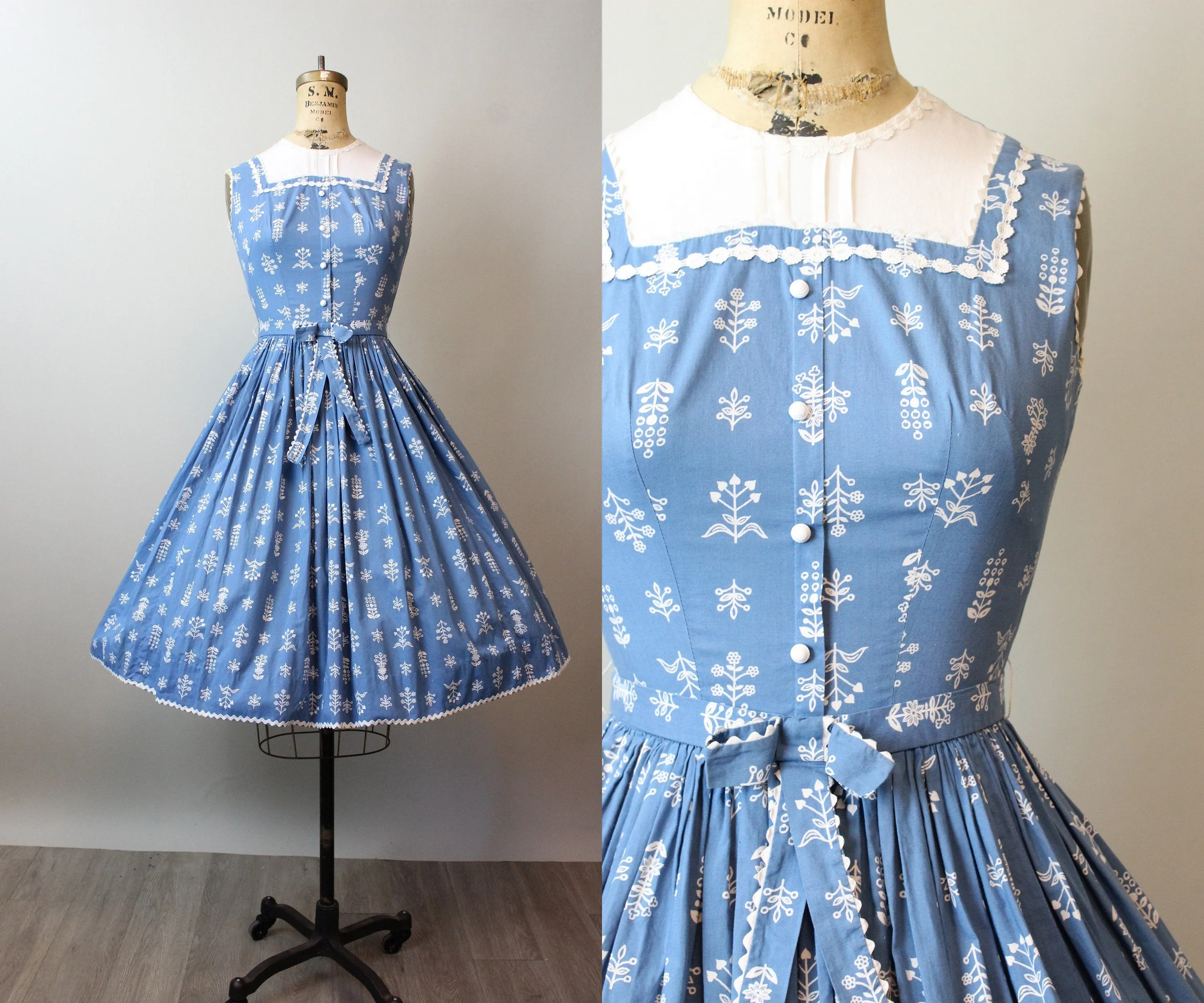1950s FOLKLORE print COTTON dress xs | new spring