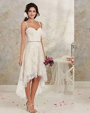 2019 High Low Wedding Dresses Short Beach Bridal Gowns Vintage Style Spaghetti Straps