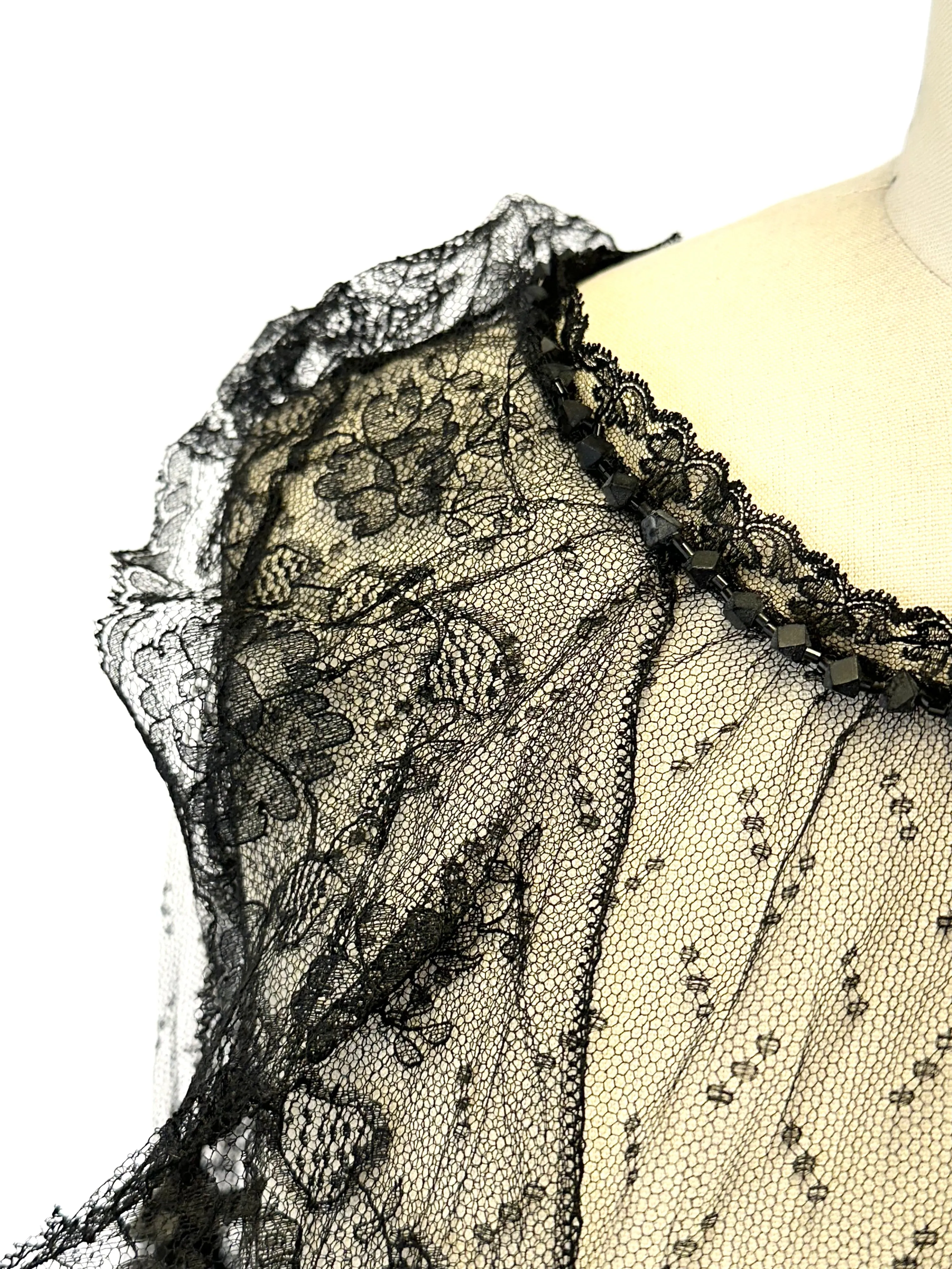 20s Embroidered Mesh Dress