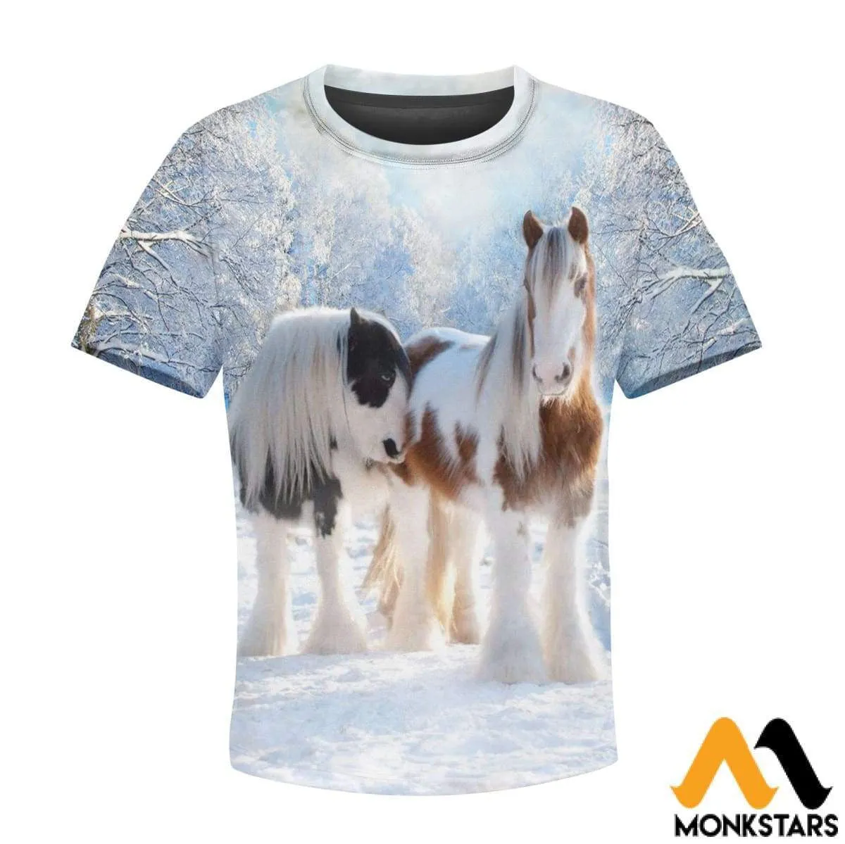 3D Winter Friesian Horse Kid Hoodie QT4122604
