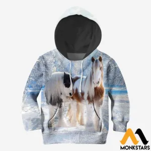 3D Winter Friesian Horse Kid Hoodie QT4122604