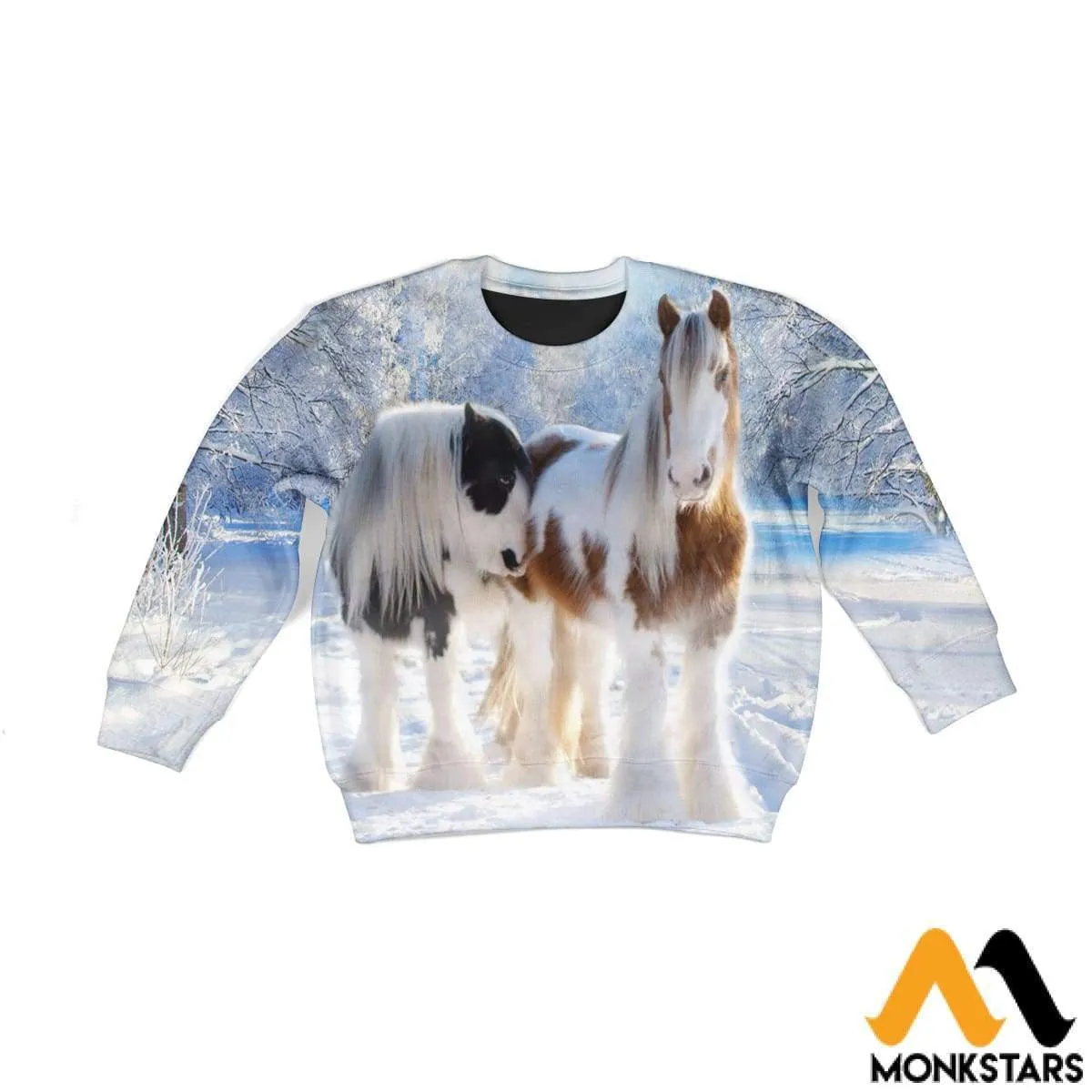 3D Winter Friesian Horse Kid Hoodie QT4122604