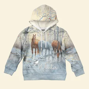 3D Winter Horse Kid Hoodie QT4120905