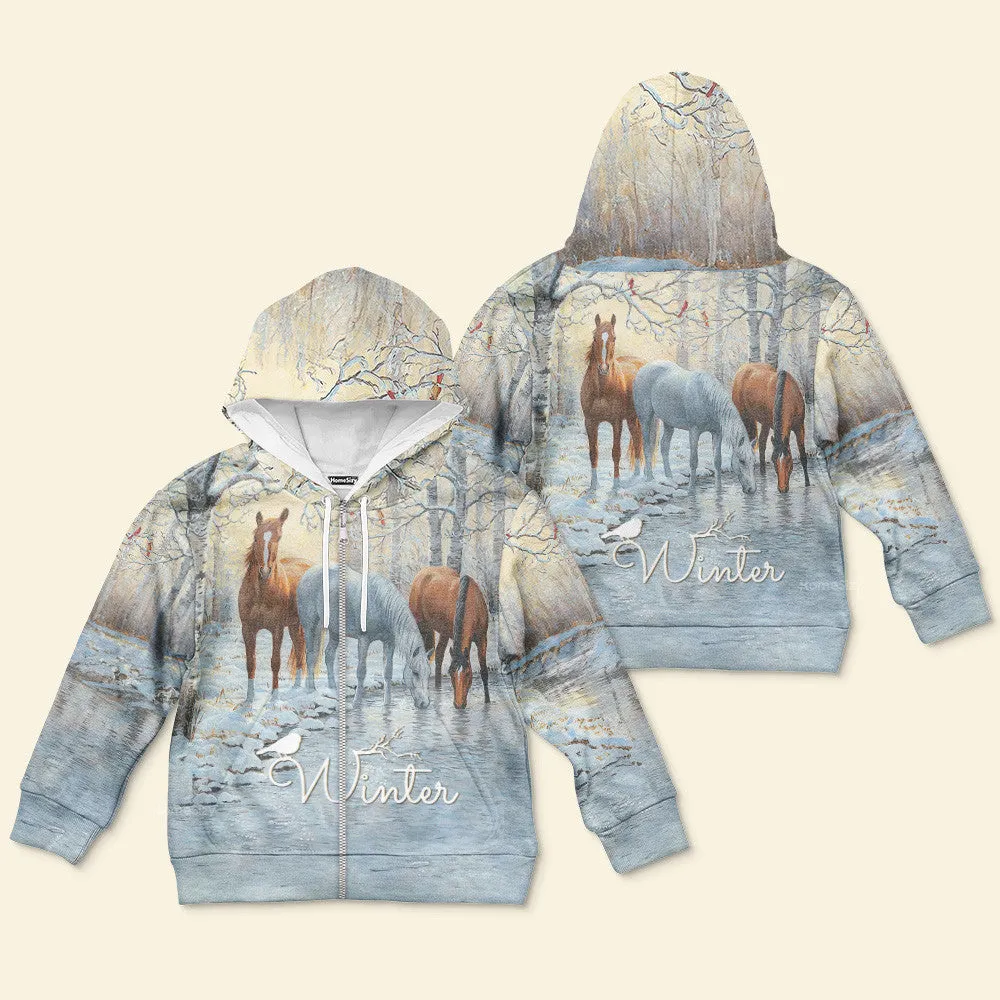 3D Winter Horse Kid Hoodie QT4120905