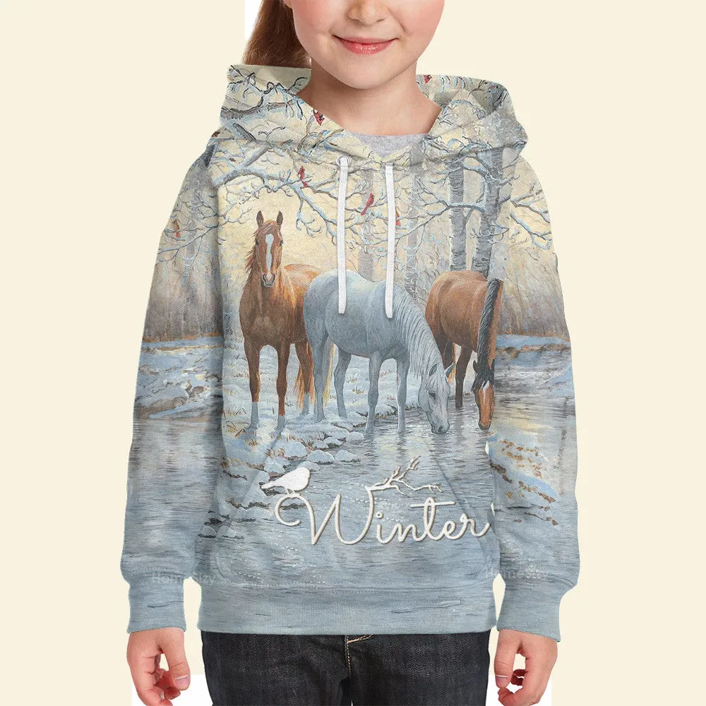 3D Winter Horse Kid Hoodie QT4120905