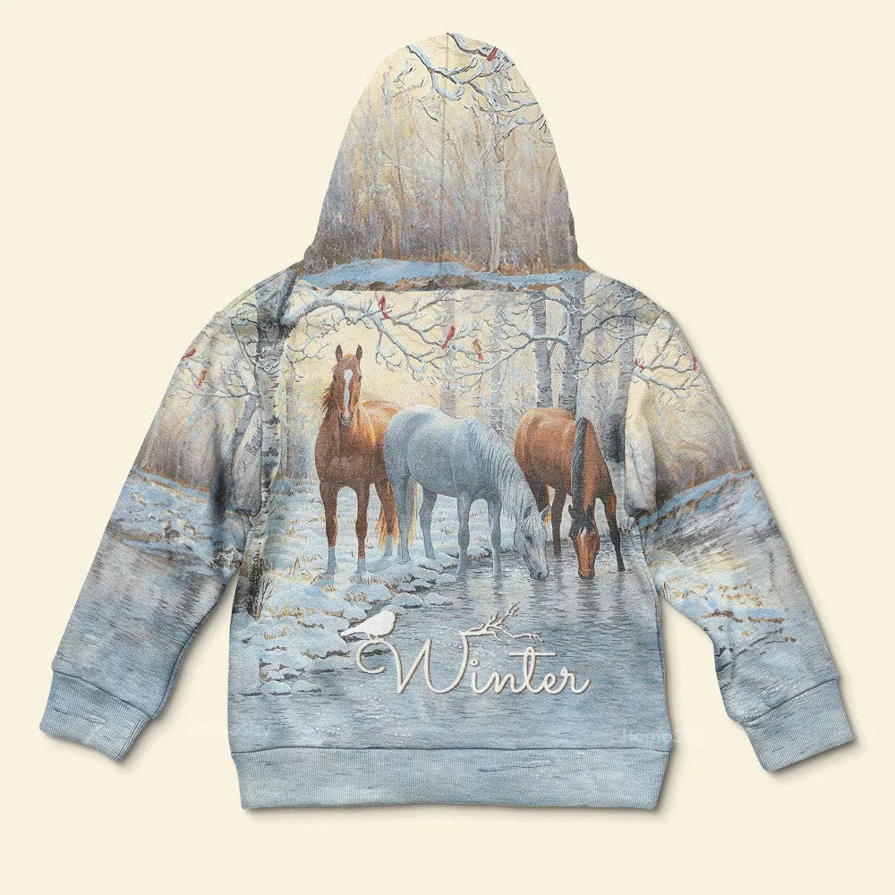 3D Winter Horse Kid Hoodie QT4120905