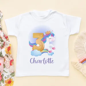 3rd Birthday Unicorn Personalised T Shirt