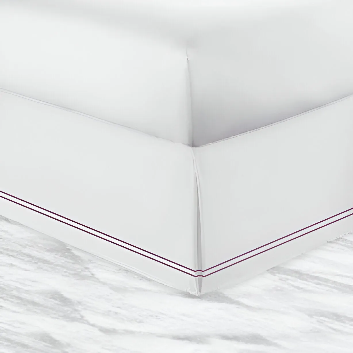 400TC Sateen Solid Cotton Double Embroidered Tailored Bed Skirt