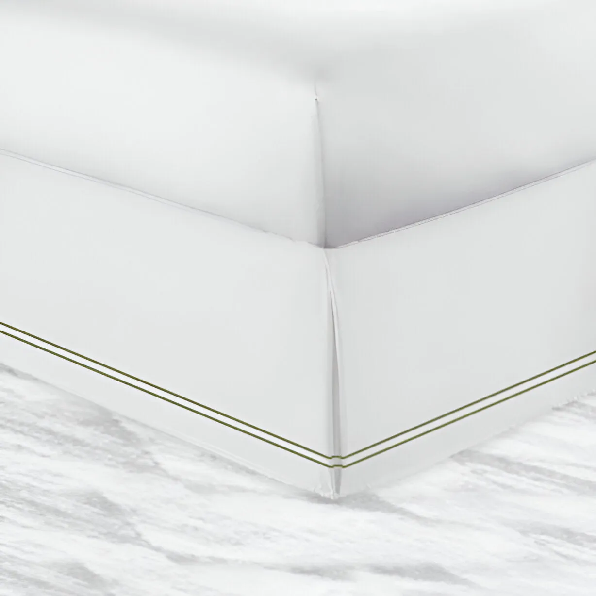 400TC Sateen Solid Cotton Double Embroidered Tailored Bed Skirt