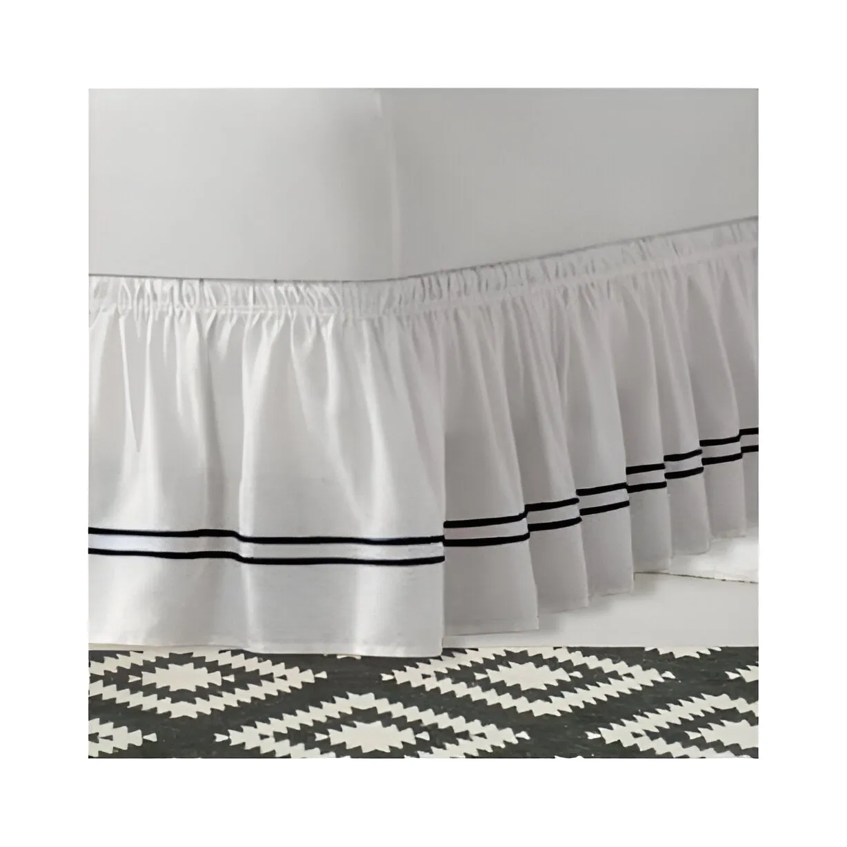 400TC Sateen Solid Cotton Double Embroidered Wrap Around Bed Skirt