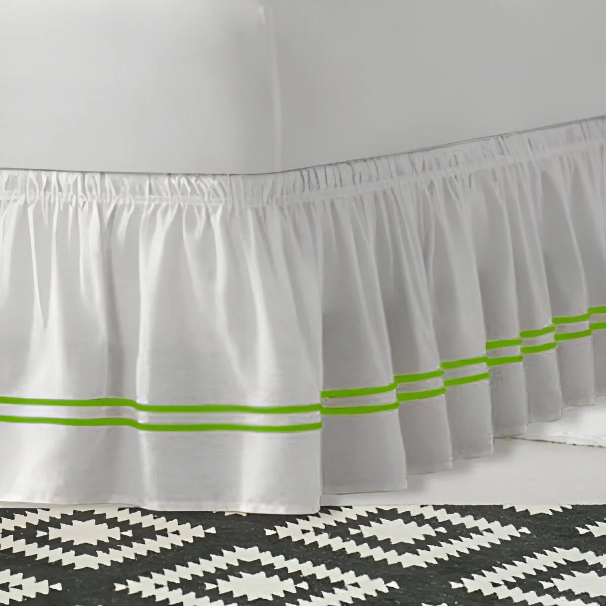 400TC Sateen Solid Cotton Double Embroidered Wrap Around Bed Skirt