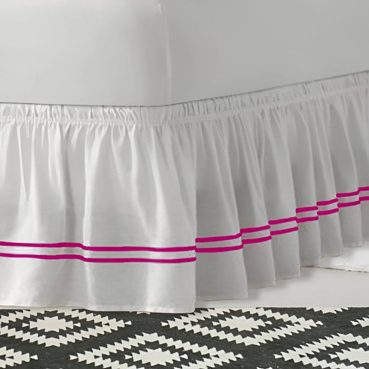 400TC Sateen Solid Cotton Double Embroidered Wrap Around Bed Skirt