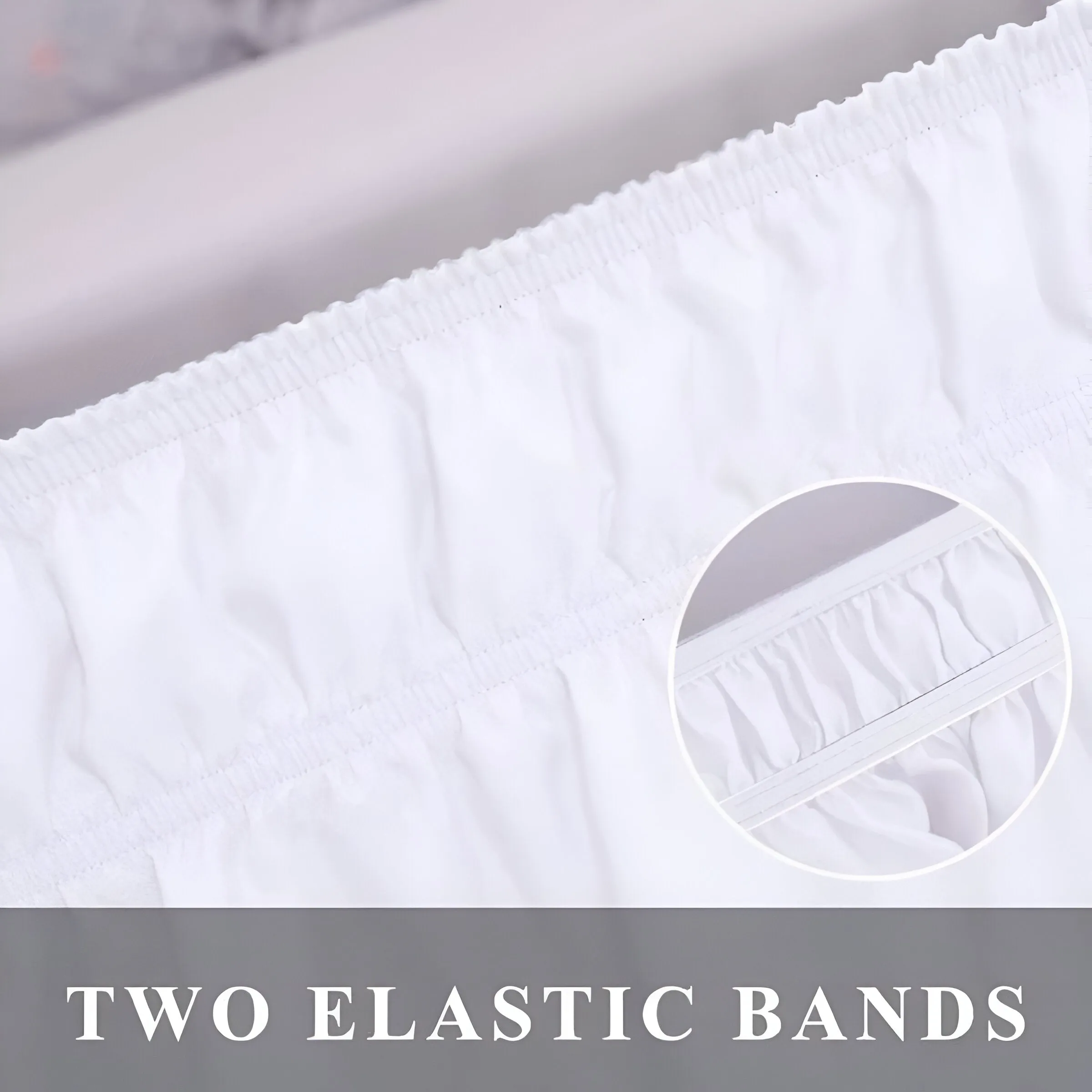 400TC Sateen Solid Cotton Double Embroidered Wrap Around Bed Skirt