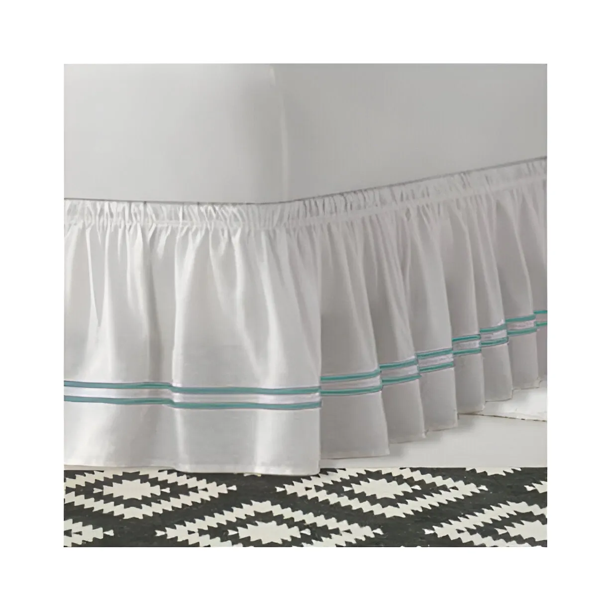 400TC Sateen Solid Cotton Double Embroidered Wrap Around Bed Skirt