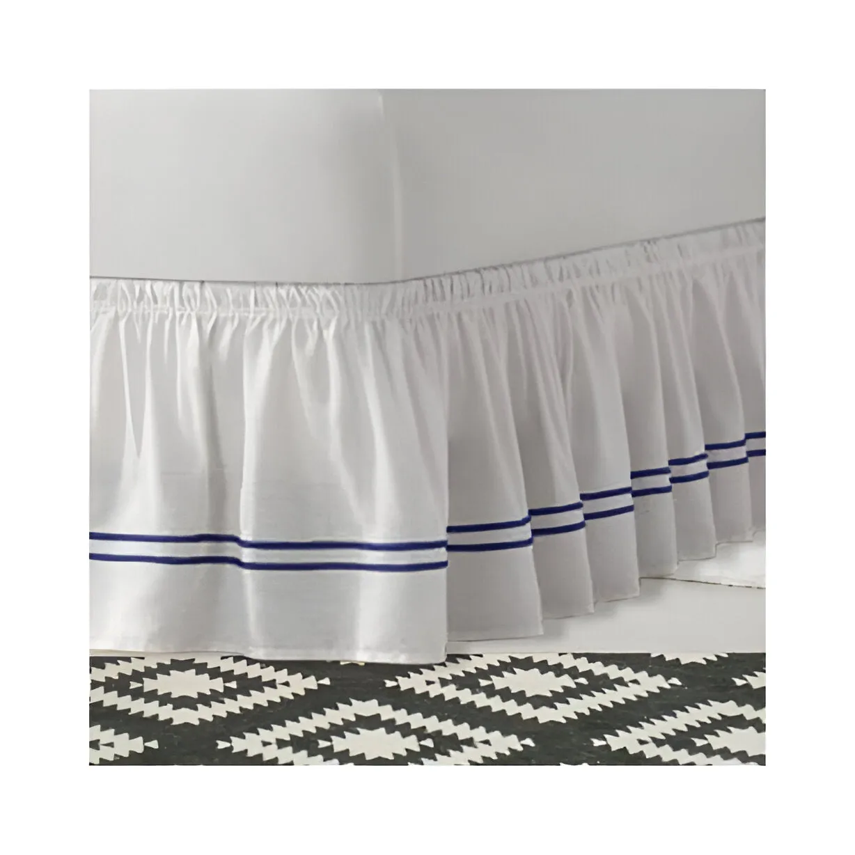 400TC Sateen Solid Cotton Double Embroidered Wrap Around Bed Skirt